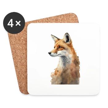 Fox Portrait Watercolors - Coasters (set of 4) - white - Front