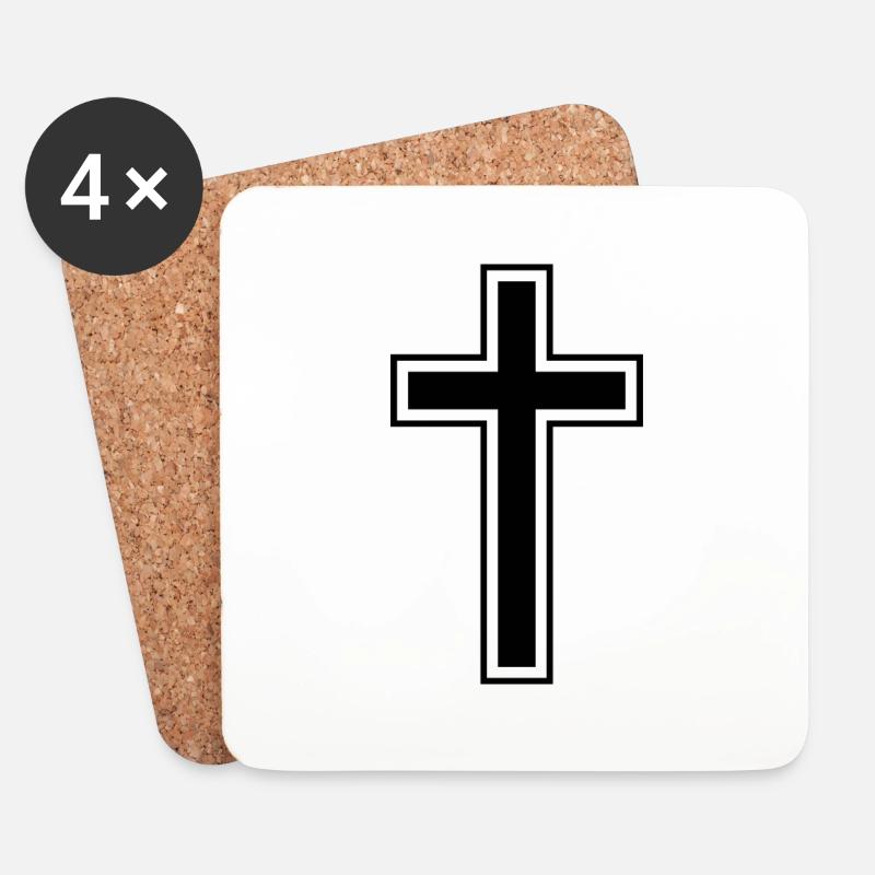 Kreuz mit Rand - Untersetzer (4er-Set) - Weiß