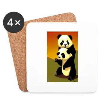 Panda cool portrait dessin gros plan cool - Dessous de verre (lot de 4) - blanc - Devant