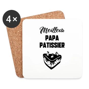 Meilleur papa pâtissier - Dessous de verre (lot de 4) - blanc - Devant