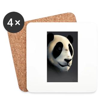 Panda cool portrait drawing close-up cool - Coasters (set of 4) - white - Front