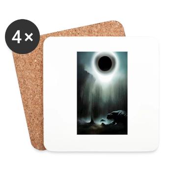 Creepy Horror Comic Alien on a strange planet land - Coasters (set of 4) - white - Front