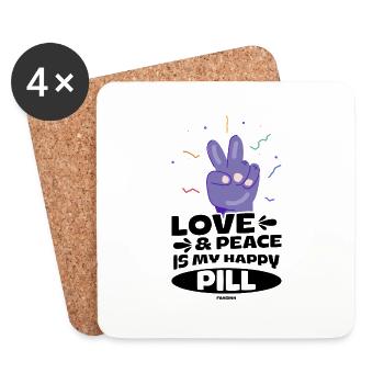 Amour et paix pour tous - Dessous de verre (lot de 4) - blanc - Devant