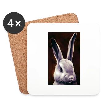 Cool Comic Portrait of a rabbit - Coasters (set of 4) - white - Front