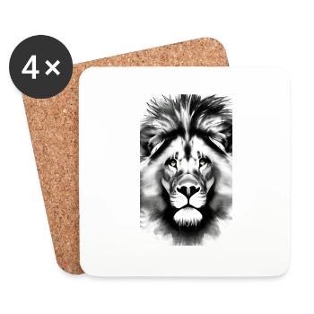 Lion noir et blanc - Dessous de verre (lot de 4) - blanc - Devant