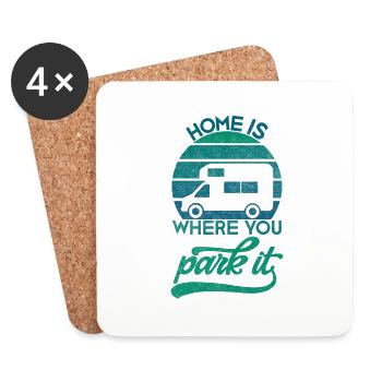 Camping Spruch Home is where you park it - Untersetzer (4er-Set) - Weiß - Vorne