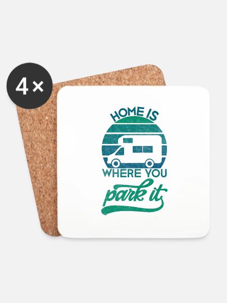 Camping Spruch Home is where you park it - Untersetzer (4er-Set) - Weiß