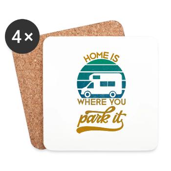 Camper Spruch Home is where you park it - Untersetzer (4er-Set) - Weiß - Vorne