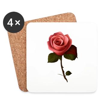 Rose - Dessous de verre (lot de 4) - blanc - Devant