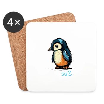 Pinguin Penguin Jungen Mädchen Zoo Süßer Spruch - Untersetzer (4er-Set) - Weiß - Vorne