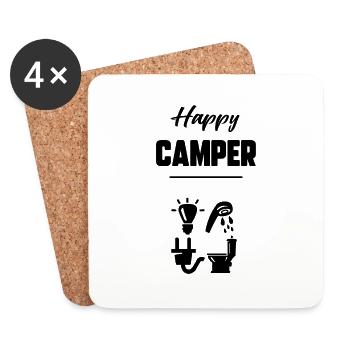 Glücklicher Camper - Untersetzer (4er-Set) - Weiß - Vorne