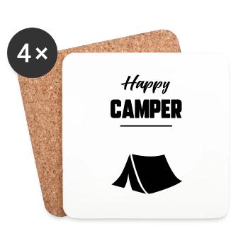 Glücklicher Camper - Untersetzer (4er-Set) - Weiß - Vorne