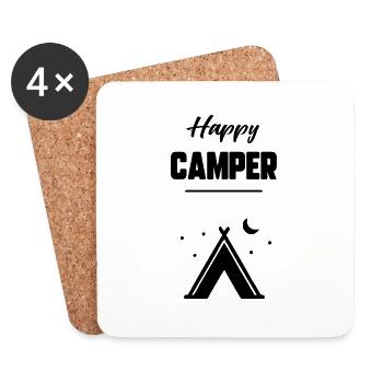 Happy camper - Dessous de verre (lot de 4) - blanc - Devant