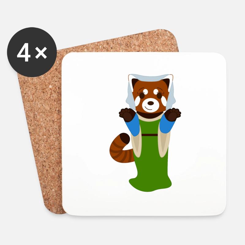 Roter Panda als Renaissance-Frau verkleidet - Untersetzer (4er-Set) - Weiß