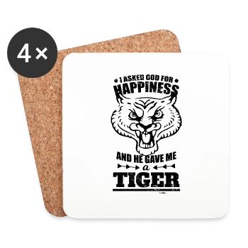 God Tiger Luck Spell - Coasters (set of 4) - white - Front