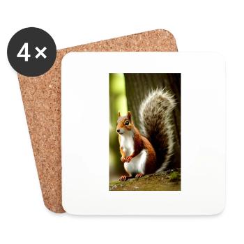 Cool Comic Portrait wild red squirrel majestic - Coasters (set of 4) - white - Front
