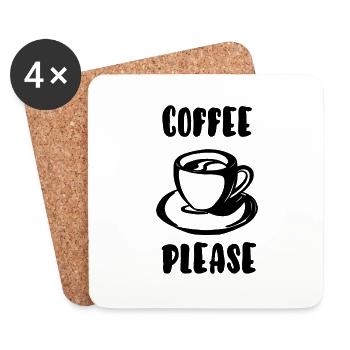 Kaffee bitte - Untersetzer (4er-Set) - Weiß - Vorne