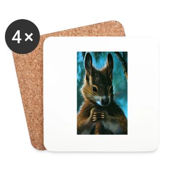 Cool Comic Portrait wild red squirrel majestic - Coasters (set of 4) - white - Front
