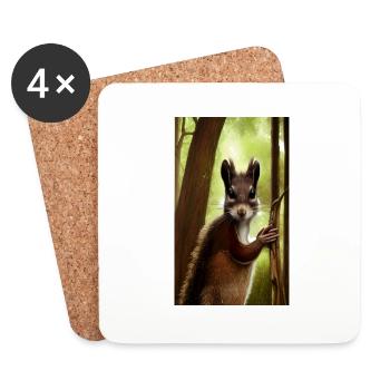 Cool Comic Portrait wild red squirrel majestic - Coasters (set of 4) - white - Front
