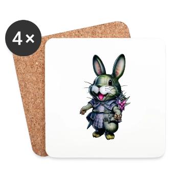 Lapin Kawaii - Dessous de verre (lot de 4) - blanc - Devant