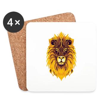 Lion and Mandala - Coasters (set of 4) - white - Front