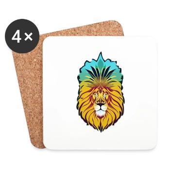 Lion's head two colors - Coasters (set of 4) - white - Front