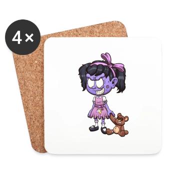 Zombie Girl mit Teddybär - Untersetzer (4er-Set) - Weiß - Vorne