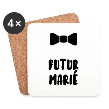 Futur marié - Dessous de verre (lot de 4) - blanc - Devant