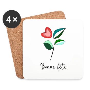 MAMIE. FÊTE DES MÈRES. BONNE FÊTE MAMIE. JE T'AIME - Dessous de verre (lot de 4) - blanc - Devant