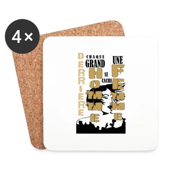 Derrière chaque grand homme se cache une femme - Dessous de verre (lot de 4) - blanc - Devant