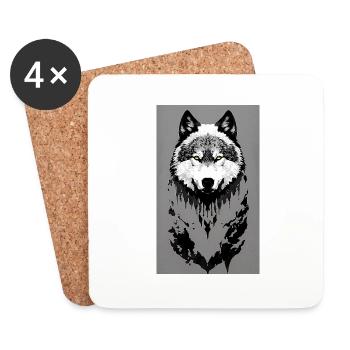 Wolf - Untersetzer (4er-Set) - Weiß - Vorne