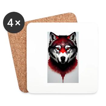 Roter Wolf - Untersetzer (4er-Set) - Weiß - Vorne