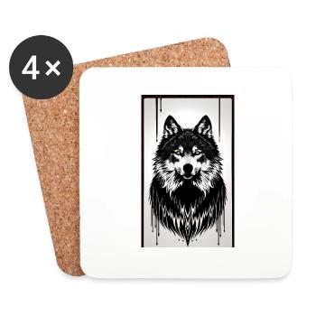 Wolf - Untersetzer (4er-Set) - Weiß - Vorne