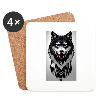 Loup - Dessous de verre (lot de 4) - blanc - Devant