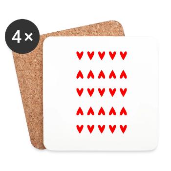 HERZ. HERZ. HEILIGER VALENTINSTAG. LIEBE. LIEBE. HERZ - Untersetzer (4er-Set) - Weiß - Vorne
