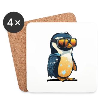Cool penguin with sunglasses - Coasters (set of 4) - white - Front