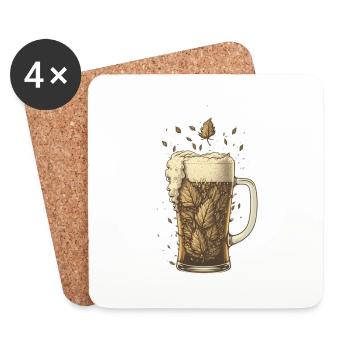 Hopfen im Craft Bier Glas - Untersetzer (4er-Set) - Weiß - Vorne