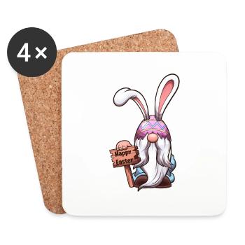Easter Gnome With Easter Egg Hat With Rabbit Ears - Coasters (set of 4) - white - Front