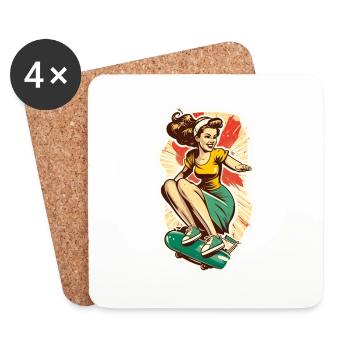 Skater Girl - Coasters (set of 4) - white - Front