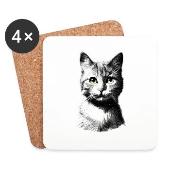 Chat Ragdoll Chaton Chat Chat domestique - Dessous de verre (lot de 4) - blanc - Devant