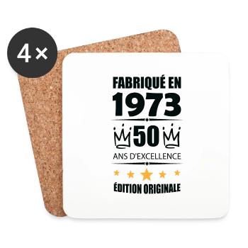 Vintage 1973 50Ans Anniversaire Cadeau Homme Femme - Dessous de verre (lot de 4) - blanc - Devant