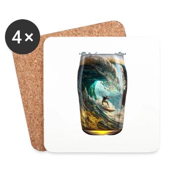 Surfer dans un verre de bière - Dessous de verre (lot de 4) - blanc - Devant