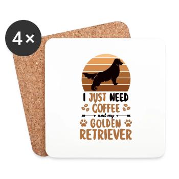 Coffee Golden Retriever Dogs Coffee Dog Owner - Coasters (set of 4) - white - Front