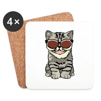 katze - Untersetzer (4er-Set) - Weiß - Vorne