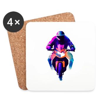 Moto Motocycliste Motocross Fan de moto - Dessous de verre (lot de 4) - blanc - Devant