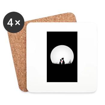 cats - Dessous de verre (lot de 4) - blanc - Devant