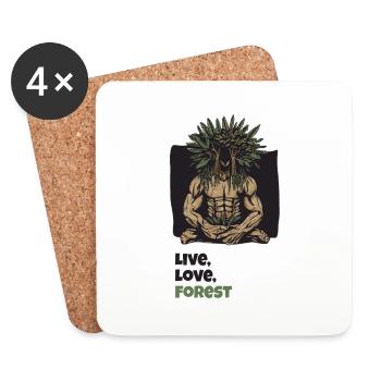 Peuples de la forêt. Vivre, Aimer, Forêt - Dessous de verre (lot de 4) - blanc - Devant