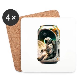 Cool beer can with astronaut - Coasters (set of 4) - white - Front