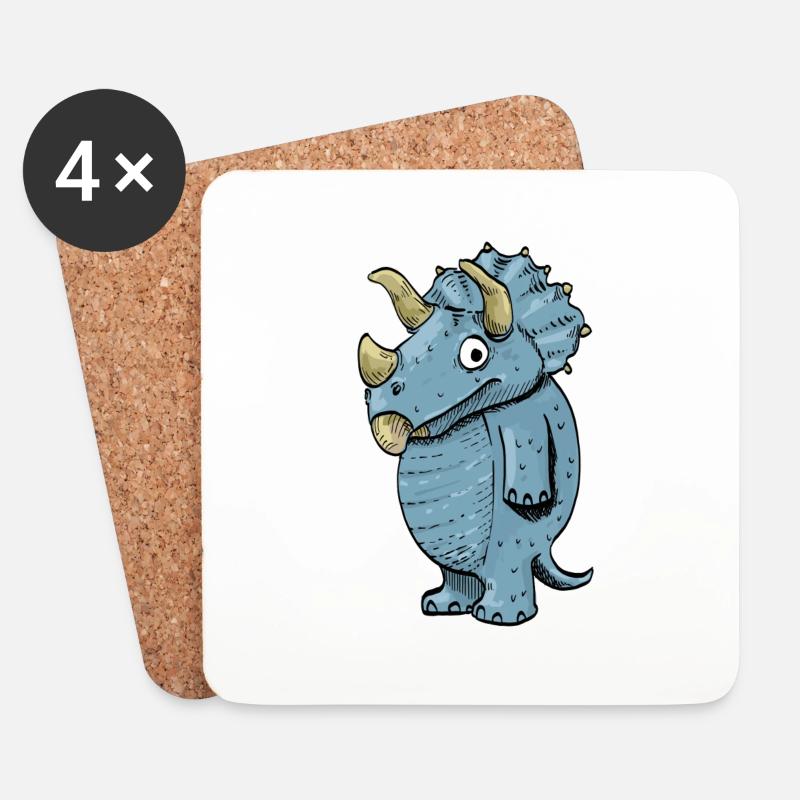 Triceratops - Untersetzer (4er-Set) - Weiß
