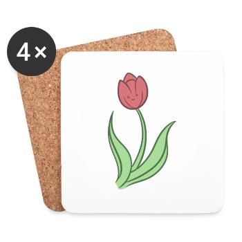 Süße Tulpe - Untersetzer (4er-Set) - Weiß - Vorne